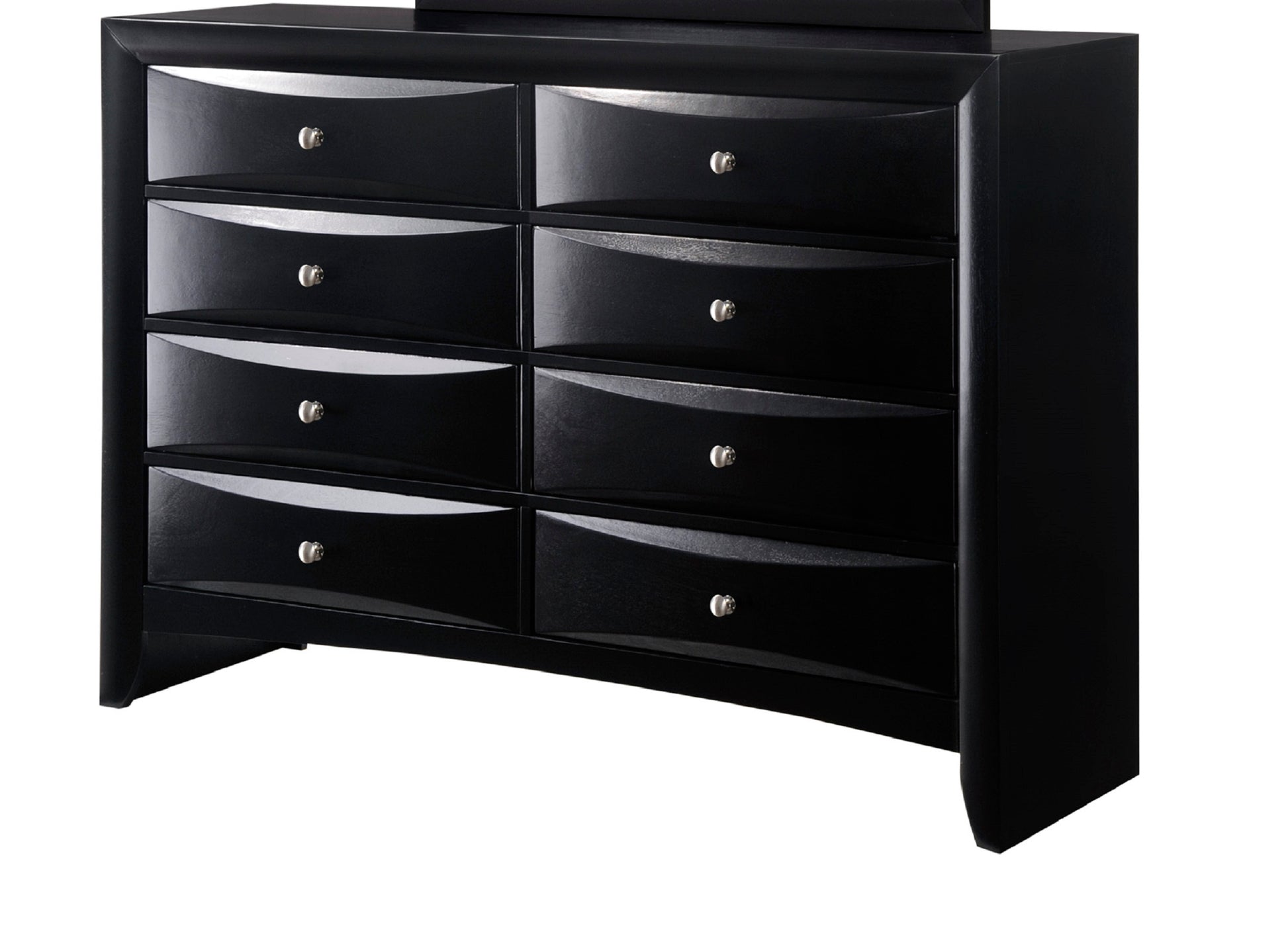 1Pc Contemporary 8 Drawer Dresser Black Finish Solid Wood Wooden Bedroom Furniture Black Bedroom Contemporary Wood