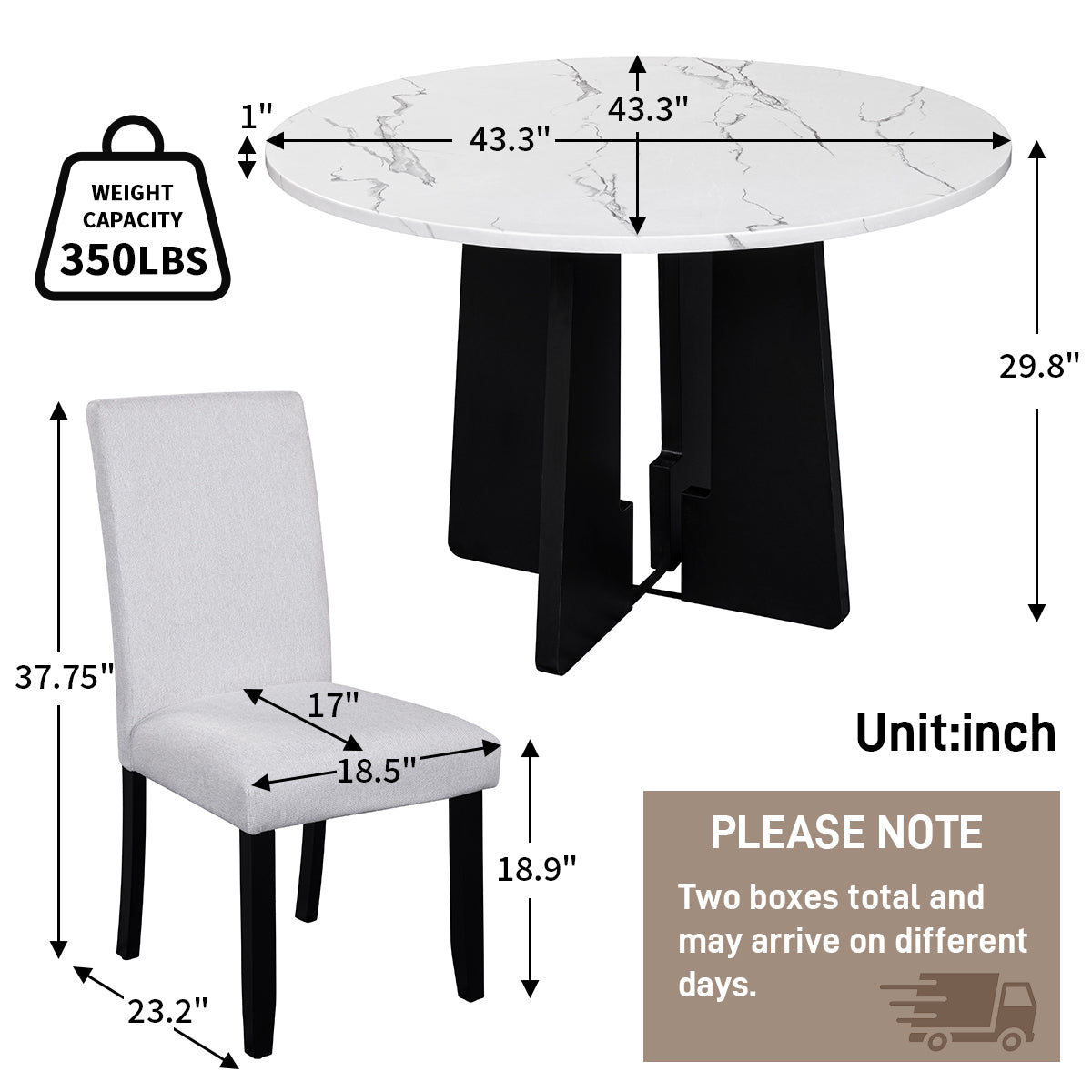 5 Piece Round Dining Table Set, 43 Inch Modern Dining Table And 4 Upholstered Chairs For Dining Room, Kitchen Room, Living Room, Easy Assembly Upholstered Chair Beige White Dining Room American Design,Farmhouse,Mid Century Modern,Modern Round Round