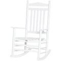 Outsunny Traditional Wooden High Back Rocking Chair For Porch, Indoor Outdoor, White White Wood