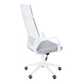 Office Chair, Adjustable Height, Swivel, Ergonomic, Armrests, Computer Desk, Work, Grey Mesh, White Metal, Contemporary, Modern White Foam Polyester