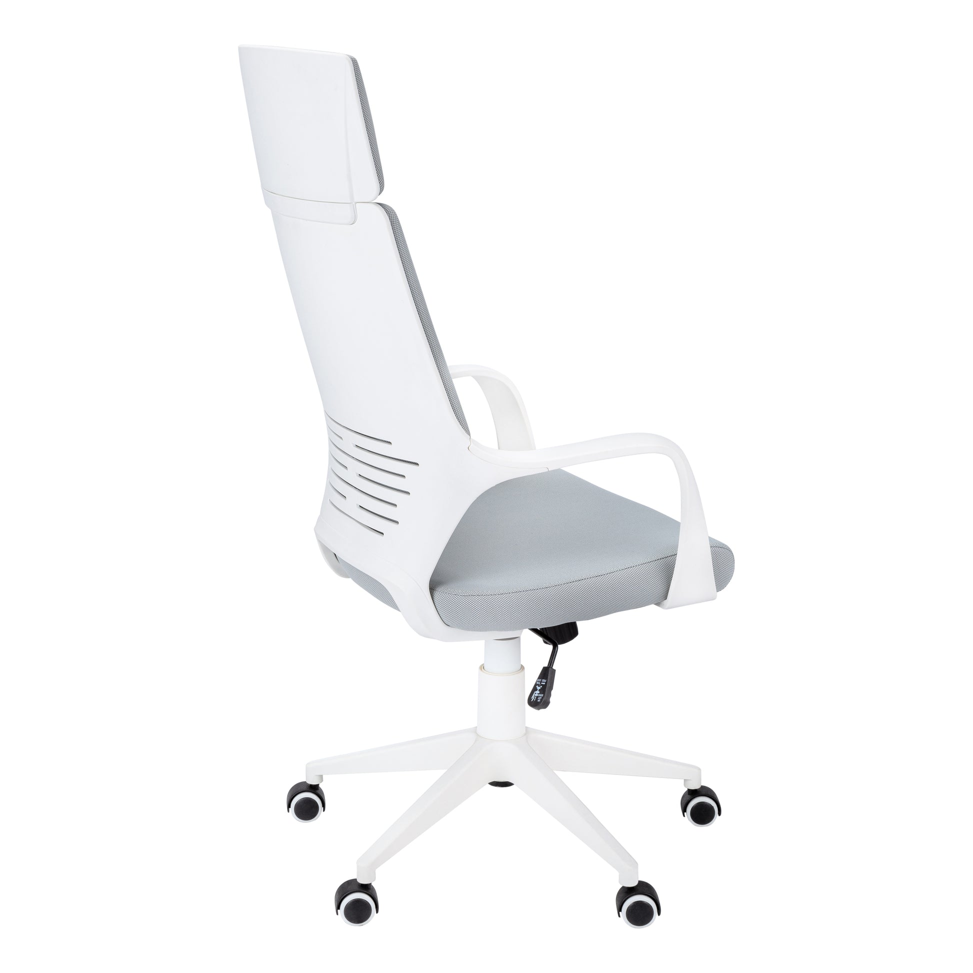 Office Chair, Adjustable Height, Swivel, Ergonomic, Armrests, Computer Desk, Work, Grey Mesh, White Metal, Contemporary, Modern White Foam Polyester