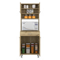 Bay Area Pantry, Two Door Cabinets, One Drawer, Four Adjustable Metal Legs Beige Kitchen Contemporary Melamine Engineered Wood