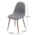 Mid Century Dining Chair Fabric Upholstered Chair With Dark Walnut Wood Finished Metal Legs Set Of 2 , Light Grey Light Grey Polyester Solid Back Set Of 2 Fabric