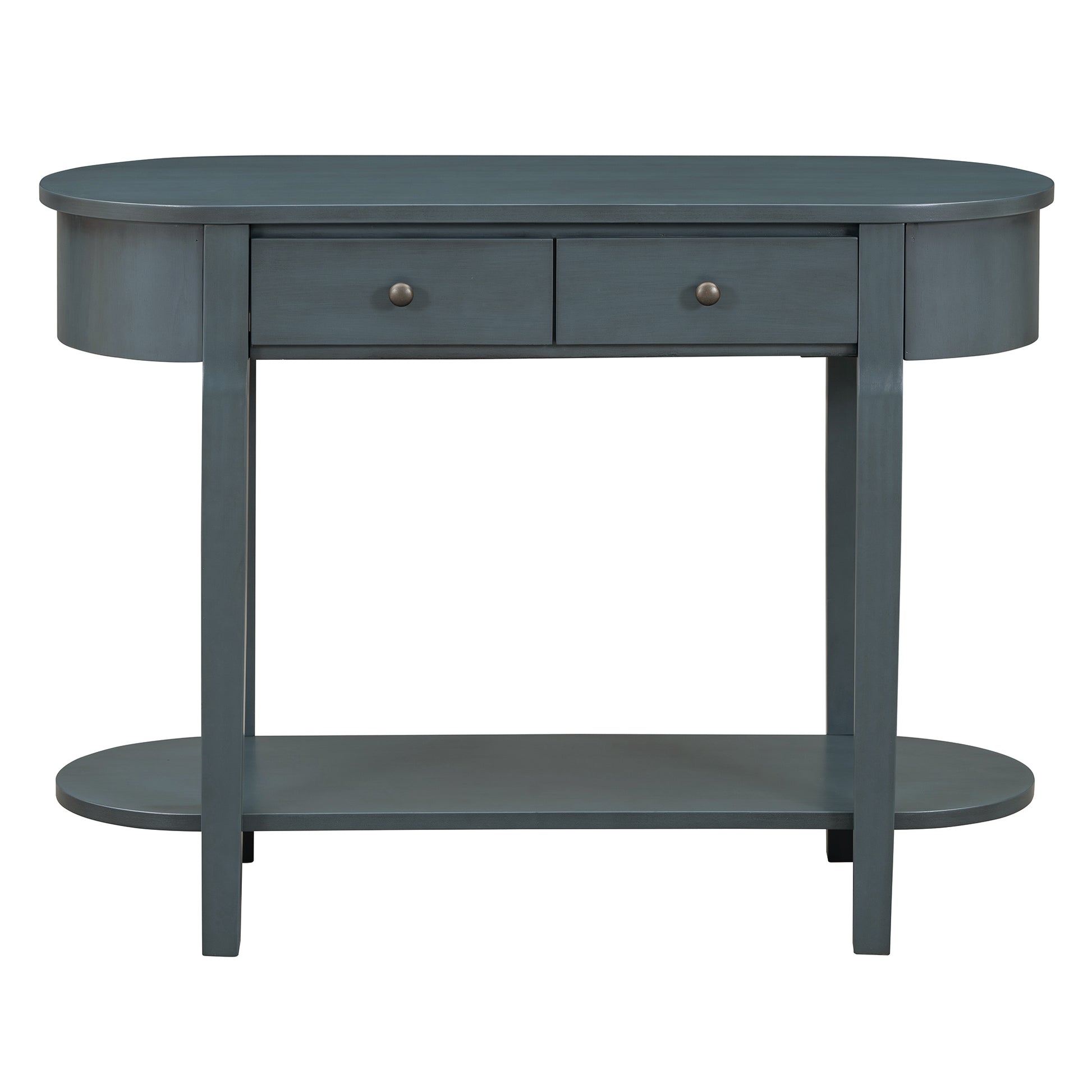 Elegant Retro Console Table With Curved Design And Smooth Glaze For Entryways, Living Rooms And Hallways Navy Navy Solid Wood Mdf