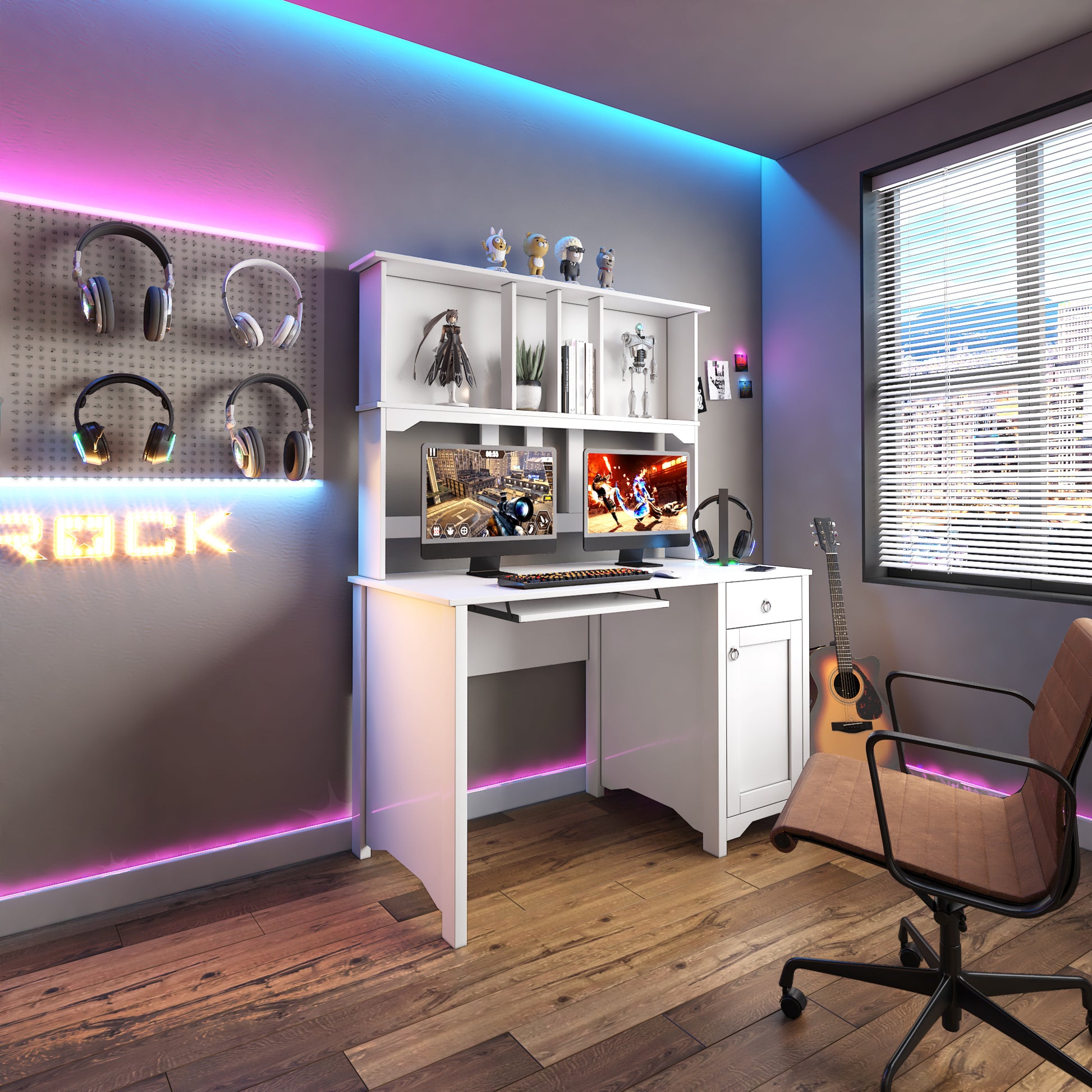Home Office Computer Desk White Particle Board Mdf