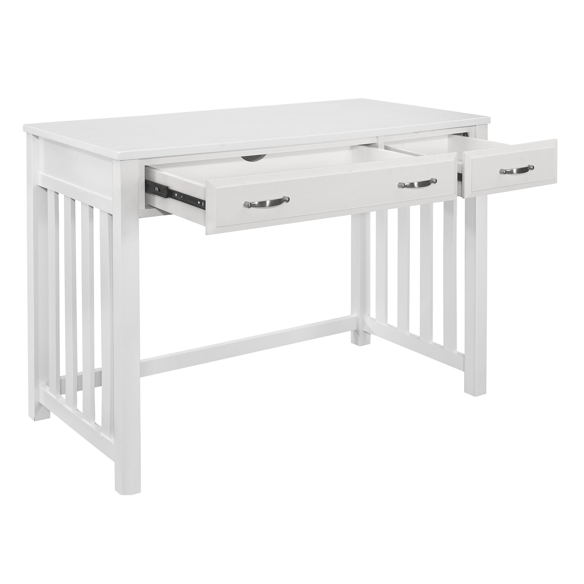 Modern Traditional 1Pc Desk With 2X Drawers White Finish Keyboard Drawer Wooden Furniture White Shelves Rectangular Engineered Wood,Wood