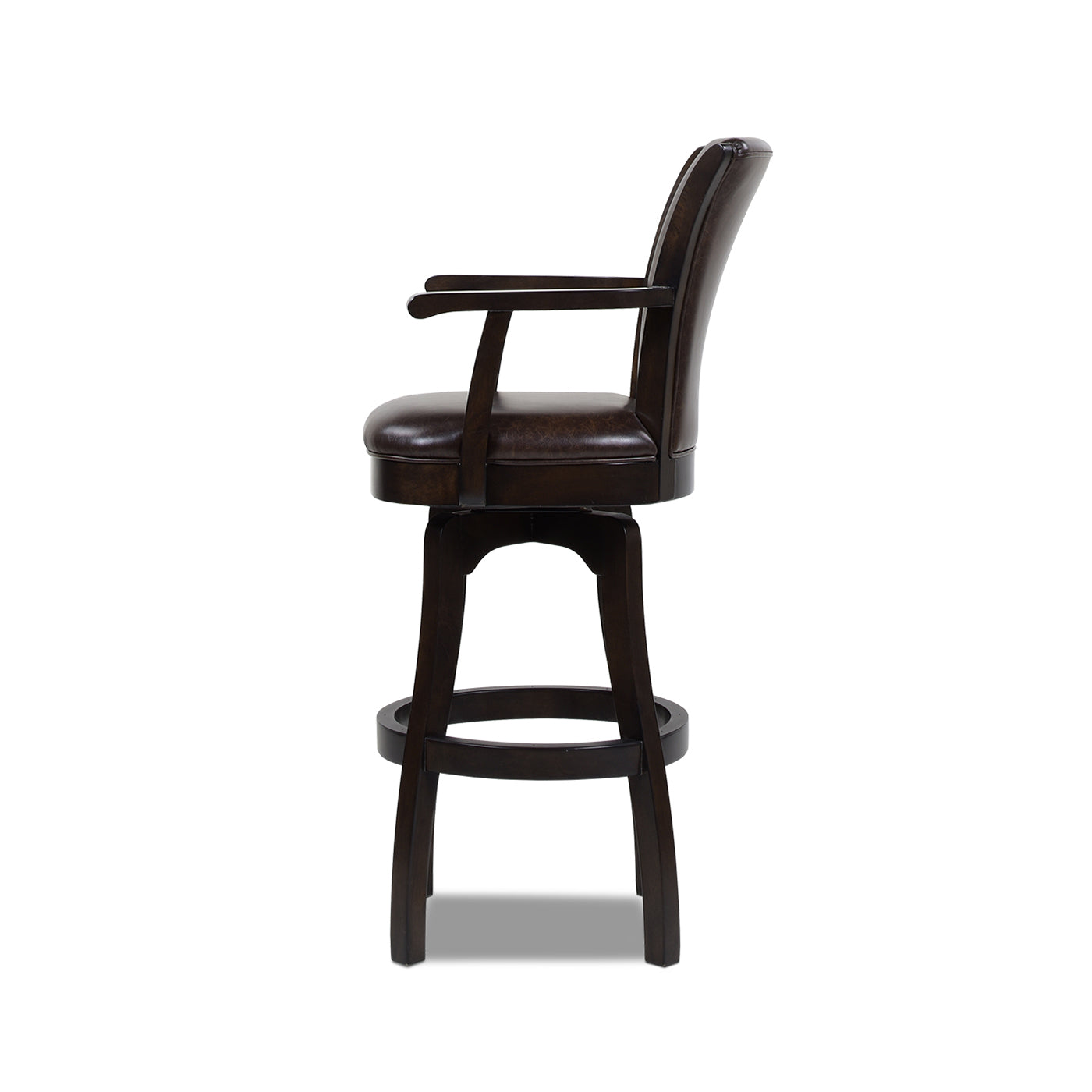 Williams 31In Swivel Bar Stool With Armrests, Vintage Brown Faux Leather Brown Foam Faux Leather