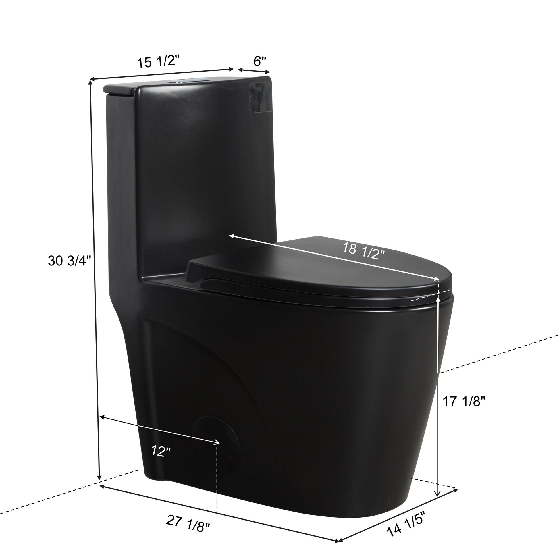 1.1 1.60 Gpf Dual Flush One Piece Toilet, Water Saving Elongated Comfort Height Floor Mounted, Soft Close Seat, 1000 Gram Map Flushing Score Toilet, Matte Black 23T01 Mb 1 Matte Black Ceramic