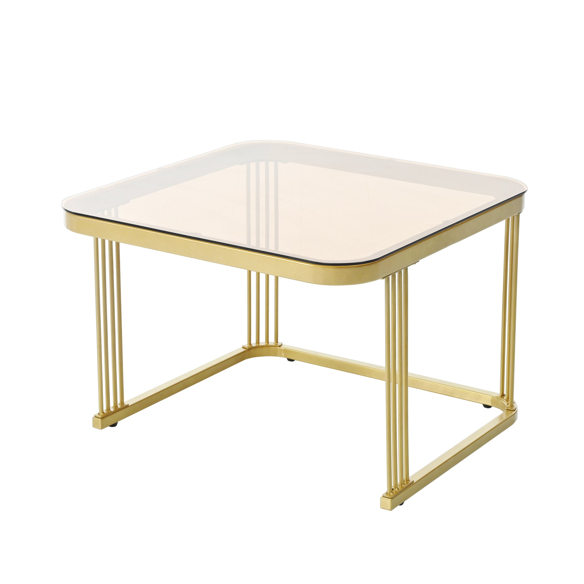 2 In 1 Square Nesting Coffee Table With Wheels & Drawers, Stackable Side Table With High Gloss Marble Grain Top, End Table Set With Brown Tempered Glass For Living Room, Black Black Gold Primary Living Space Drawers Square Mdf Steel