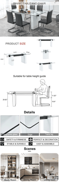 Large Modern Rectangular Table With 0.4 Inch Patterned Tabletop And Large Mdf Table Legs, Suitable For Kitchen, Dining Room, And Living Room 71 