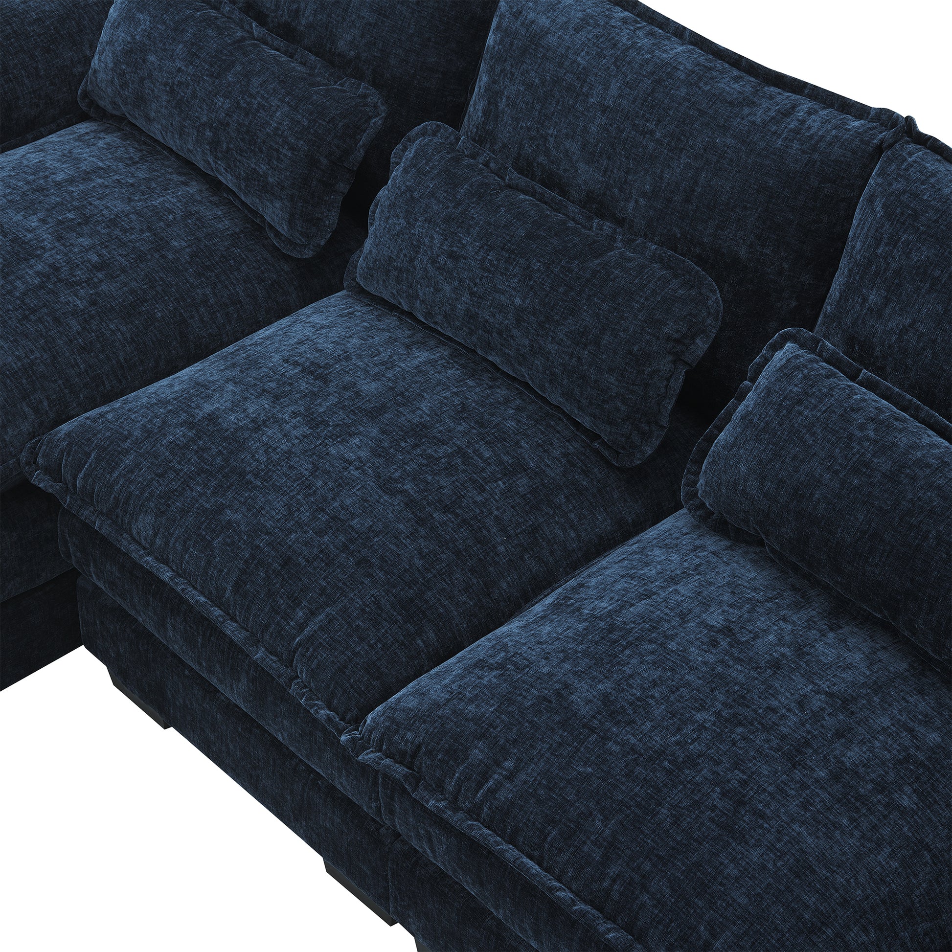 110*55" Modern U Shaped Sectional Sofa With Waist Pillows,6 Seat Upholstered Symmetrical Sofa Furniture,Sleeper Sofa Couch With Chaise Lounge For Living Room,Apartment,5 Color Blue Chenille 6 Seat