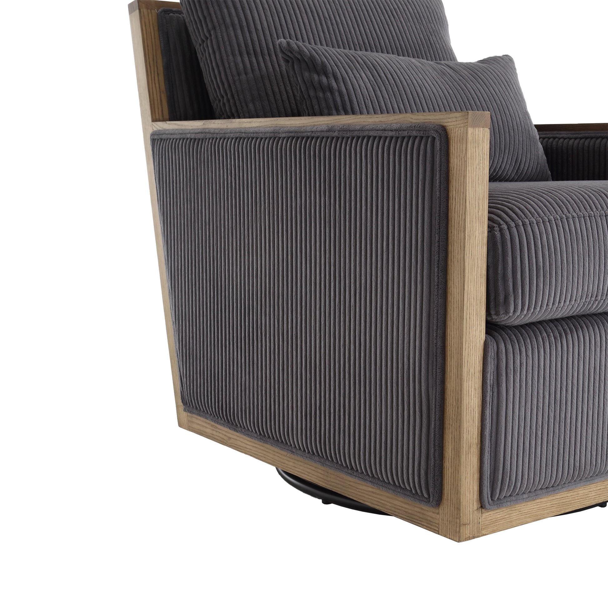 Coolmore Corduroy Swivel Barrel Chair, Comfy Accent Sofa Chair For Living Room, 360 Degree Swivel Barrel Club Chair, Leisure Arm Chair For Nursery, Hotel, Bedroom, Office, Lounge Dark Gray Dark Gray Primary Living Space Foam Corduroy