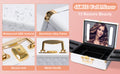 Portable Makeup Case With Led Mirror Travel Makeup Bag Cosmetic Organizer Box With Locks, Brush Holder, Dividers, Rechargeable, White White Aluminium Alloy