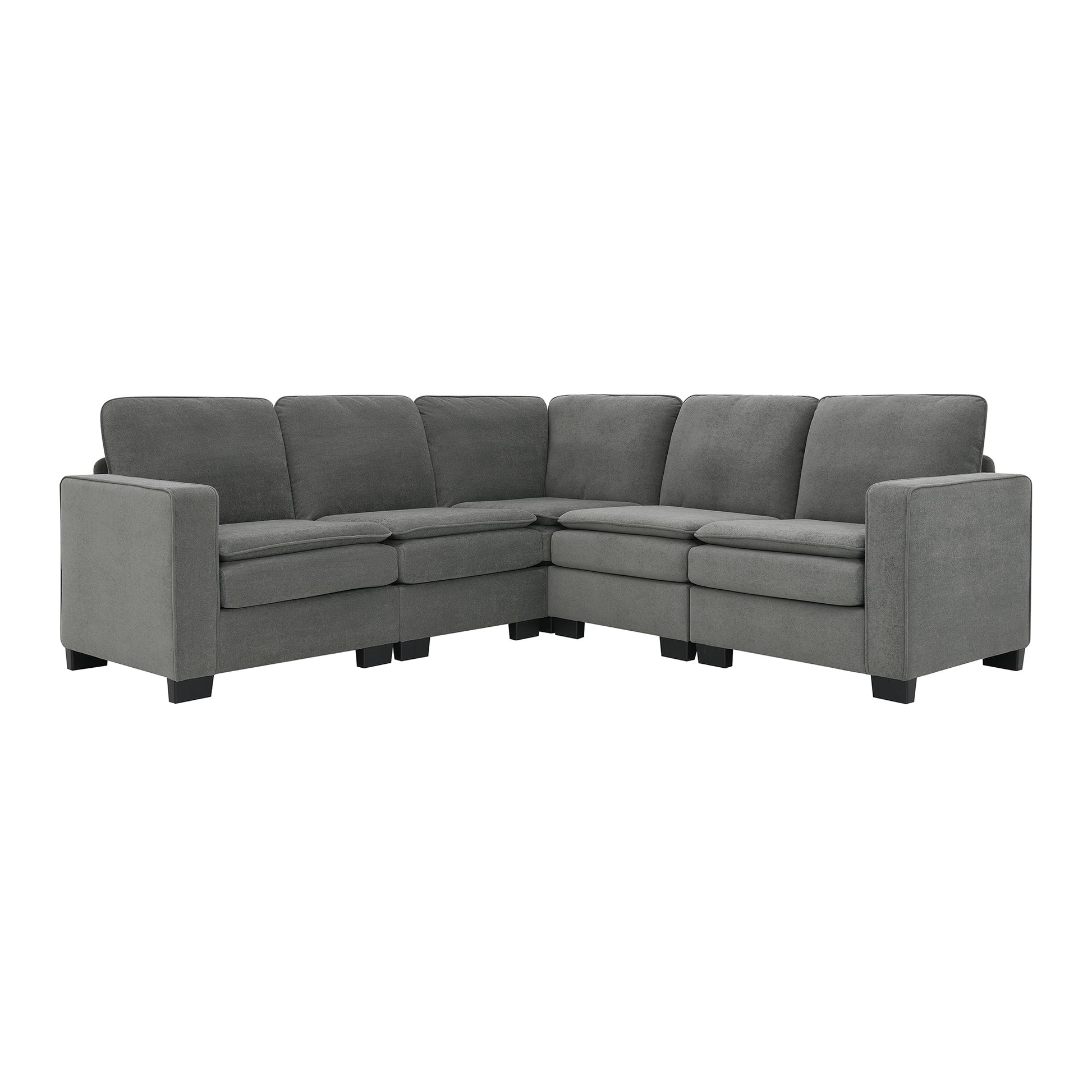 89*89" Oversized Velvet Modern Sectional Sofa,Large L Shaped Upholstered Indoor Furniture With Double Cushions,5 Seat Cloud Corner Couch For Living Room,Apartment,Office,2 Colors Gray Fabric 5 Seat