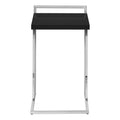 Accent Table, C Shaped, End, Side, Snack, Living Room, Bedroom, Black Laminate, Chrome Metal, Contemporary, Modern Black Particle Board