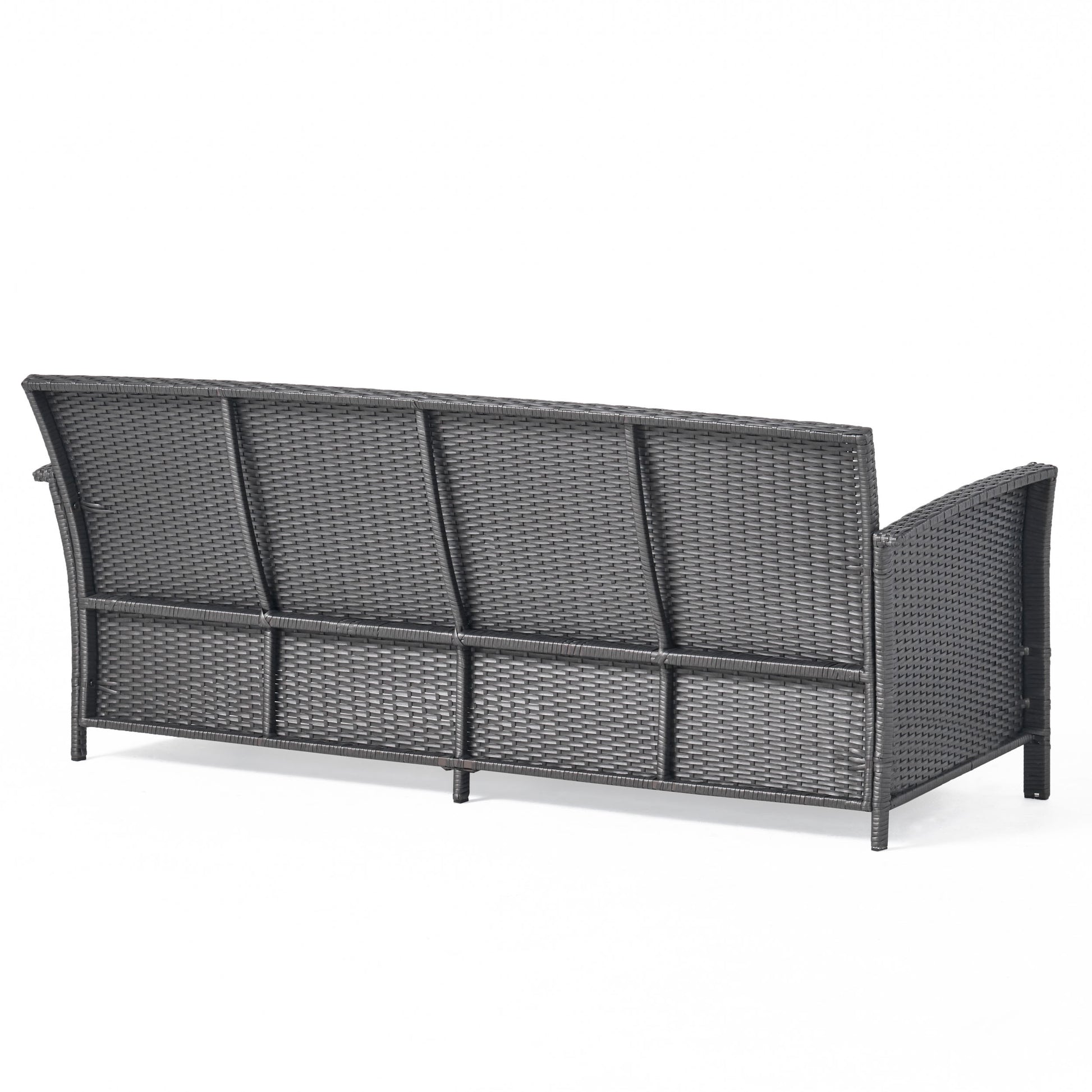 St Lucia 3 Seater Grey Pe Rattan Iron Waterproof Fabric