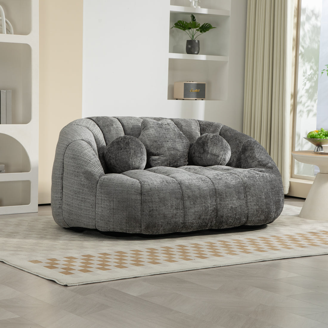 Coolmore Bean Bag Sofa Lazy Sofa Durable Comfort Lounger High Back Bean Bag Chair Couch For Adults And Kids, Indoor & Outdoor, Accent Floor Soft Lounge Chair Gray Chenille Gray Primary Living Space