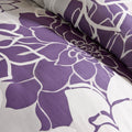 Printed Cotton Sateen Comforter Set Taupe Grey Purple King King Purple Cotton