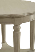 Antique White End Table With Bottom Shelf Antique White Primary Living Space Shelves Round Wood Metal