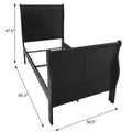 Black Full Sleigh Bed Box Spring Required Full Black Wood Traditional Wood