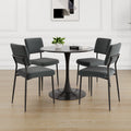 Modern Grey Simple Velvet Dining Chair Fabric Upholstered Chair Family Bedroom Stool Back Dressing, Black Round Table Set, Chair Black Metal Legs Set Of 5 Black Mdf