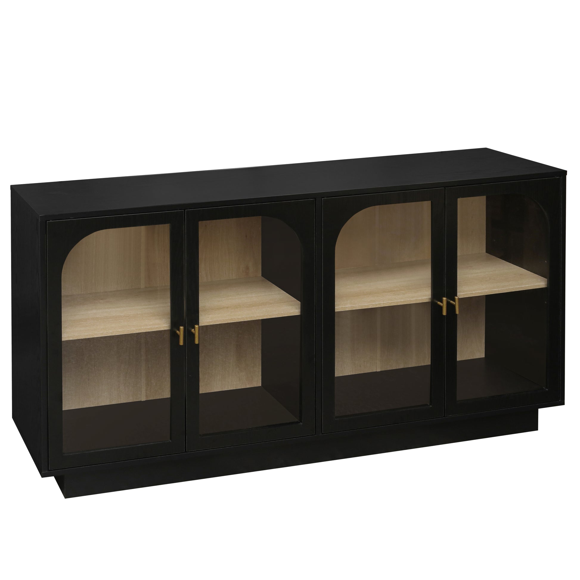 Storage Cabinet With Acrylic Door For Living Room, Dining Room, Study Black Particle Board