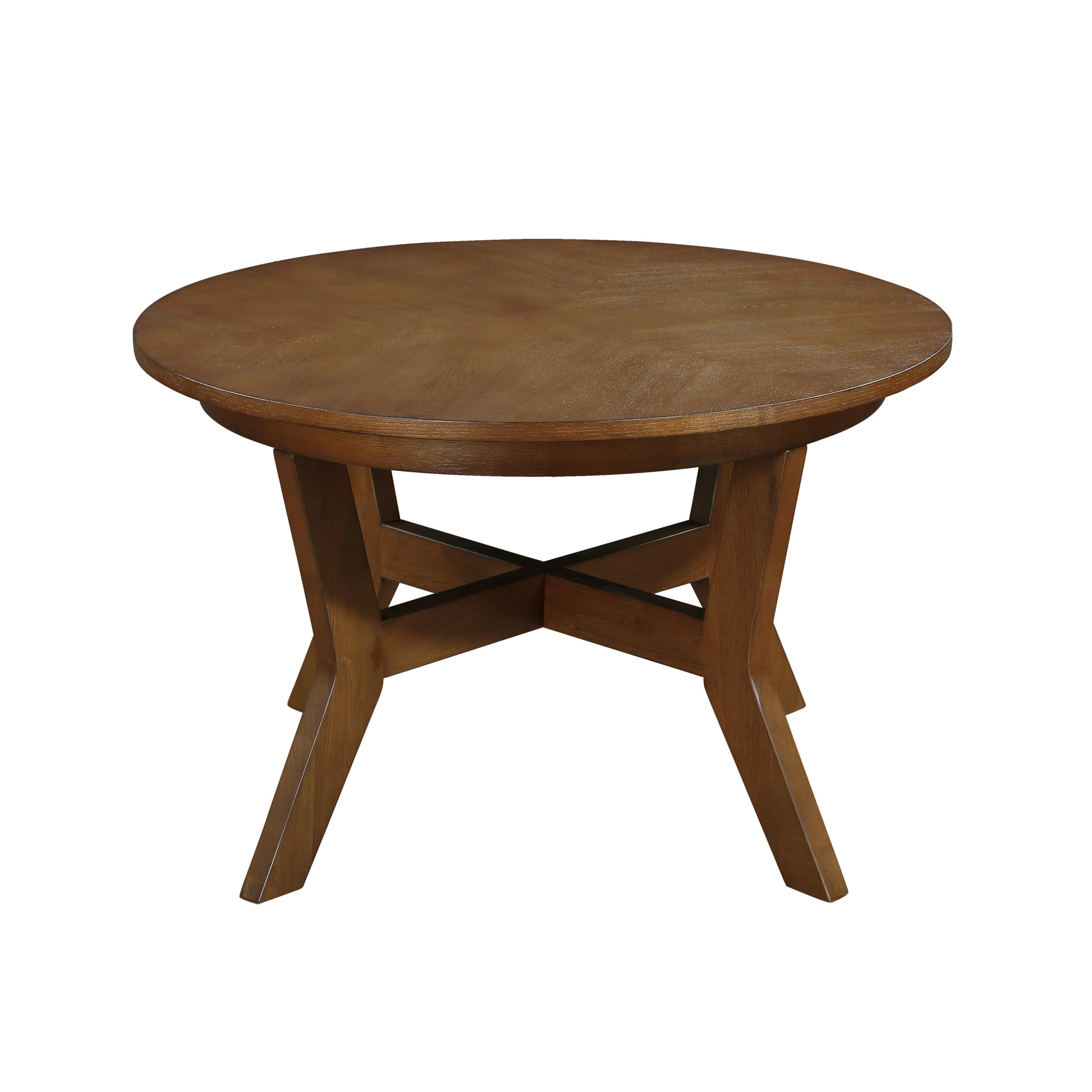 32Inch Wood Round Coffee Table For Living Room,Mid Century Farmhouse Circle Wooden Coffee Tables For Apartment, Easy Assembly, Walnut Walnut Rubber Wood