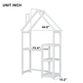 House Shaped Wooden Writing Desk,Kids Study Table,Bookshelf & Toy Storage,White Twin White American Design Pine