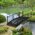 Outsunny 7' Metal Arch Garden Bridge With Safety Siderails, Decorative Arc Footbridge With Delicate Scrollwork 