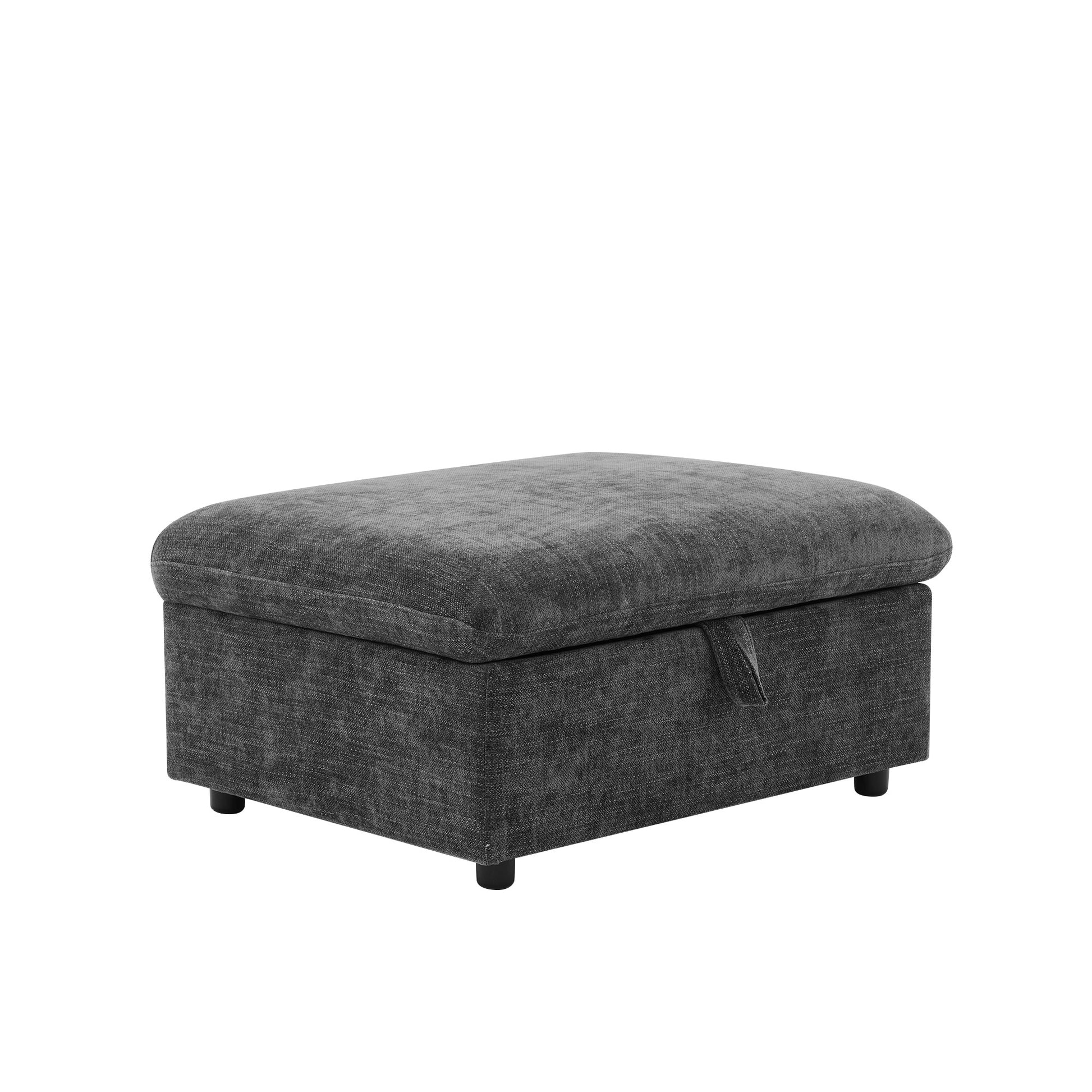 146.9" L Shaped Sofa Sectional Sofa Couch Pull Out Sofa Bed With A Movable Storage Ottoman, A Storage Chaise Lounge And Two Usb Ports For Living Room, Grey Grey Foam Linen 5 Seat