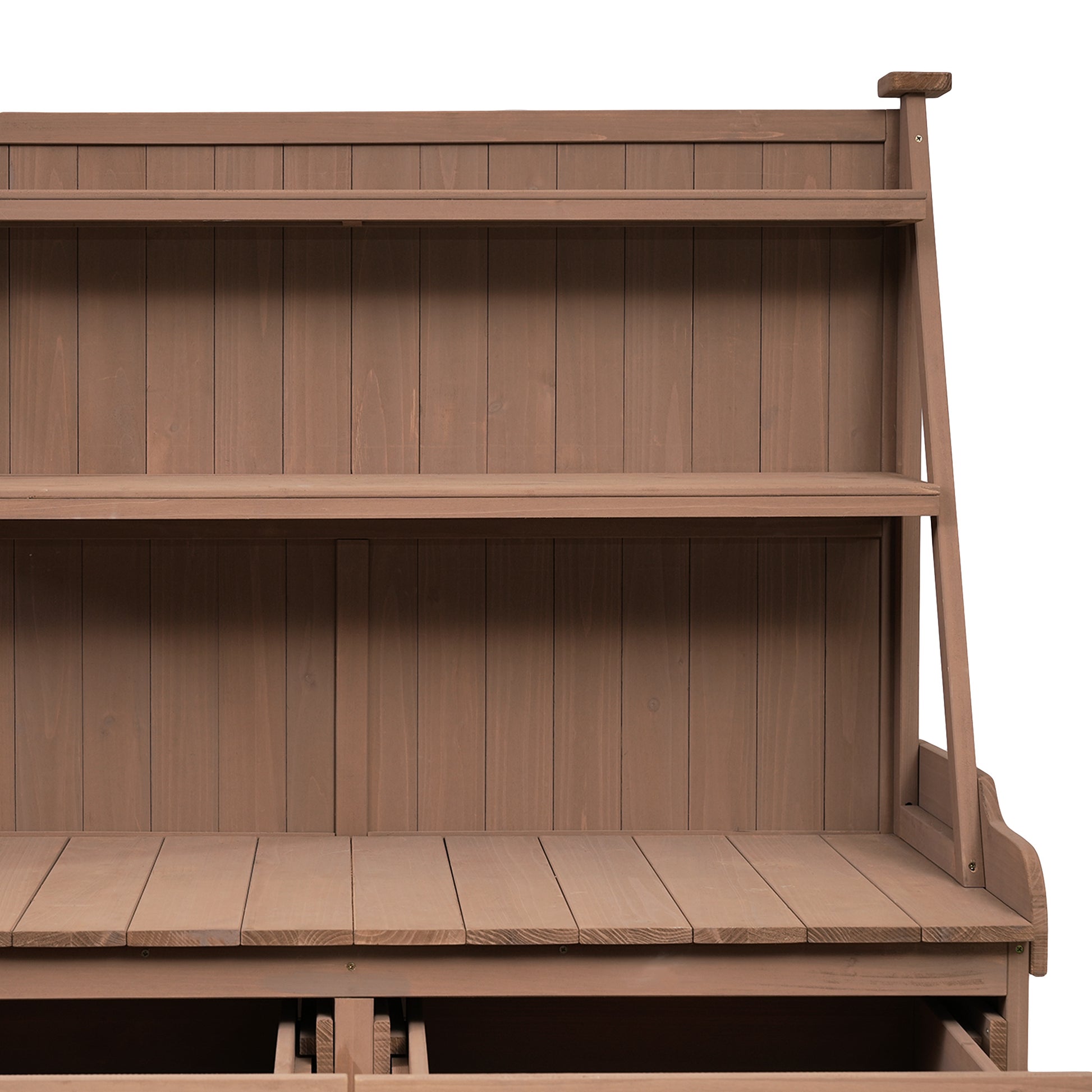 Assembly 65Inch Garden Potting Bench Table, Fir Wood Workstation With Storage Shelf, Drawer And Cabinet, Brown Brown Water Resistant Frame Garden & Outdoor Rustic Wood