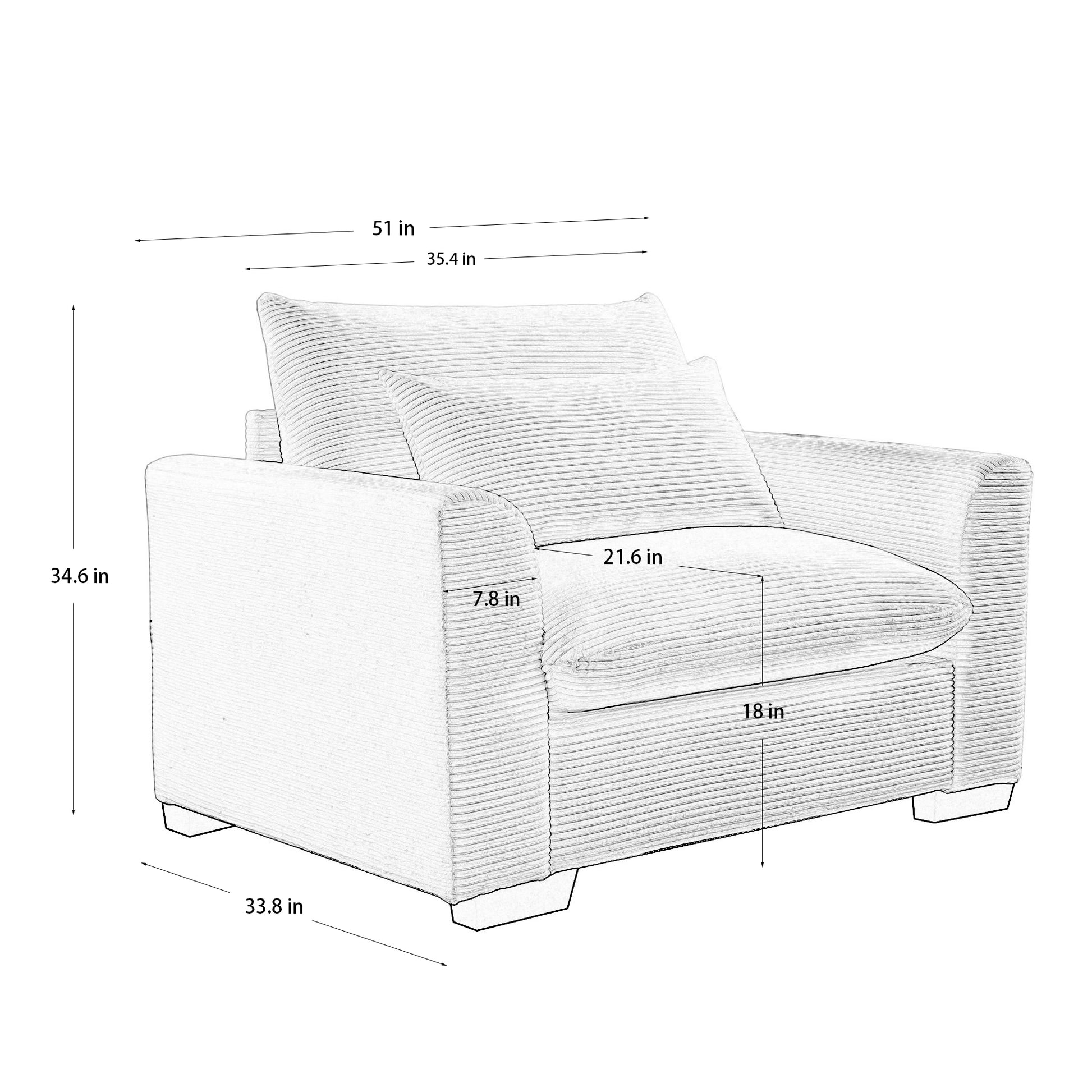 Green Corduroy Deep Seat Single Sofa Accent Chair,Deep Seat Couch With Waist Pillow For Living Room Apartment Office Green Corduroy 1 Seat