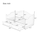 Twin Size Wood Daybed With 2 Storage Drawers ,Wooden Sofa Bed With Handrail For Living Room Bedroom, White Box Spring Not Required Twin White Wood Bedroom Wood