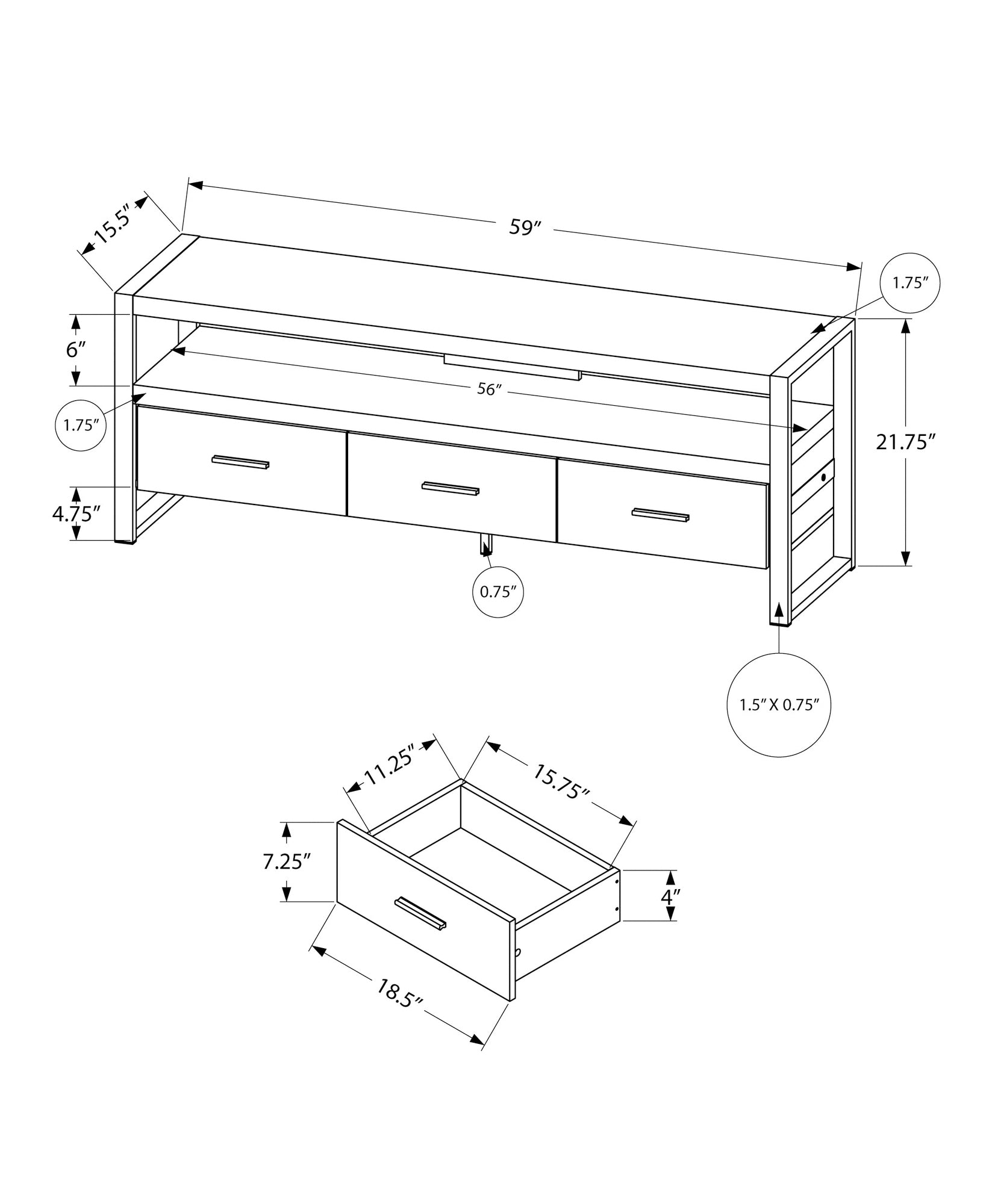 Tv Stand, 60 Inch, Console, Media Entertainment Center, Storage Drawers, Living Room, Bedroom, Beige Laminate, Black Metal, Contemporary, Modern Taupe 80 89 Inches Particle Board