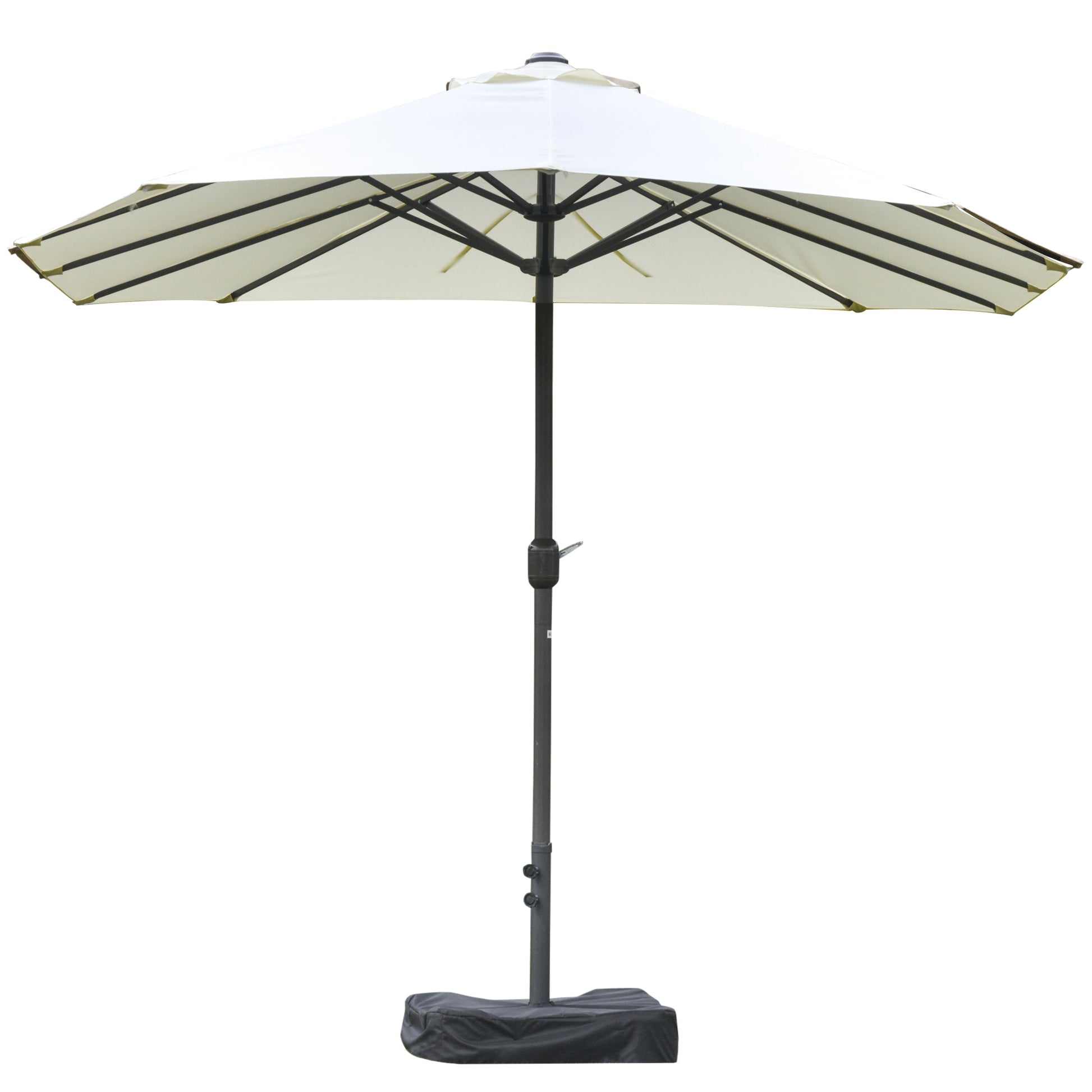 Outsunny Patio Umbrella 15' Steel Rectangular Outdoor Double Sided Market With Base, Sun Protection & Easy Crank For Deck Pool Patio, Beige Beige Steel