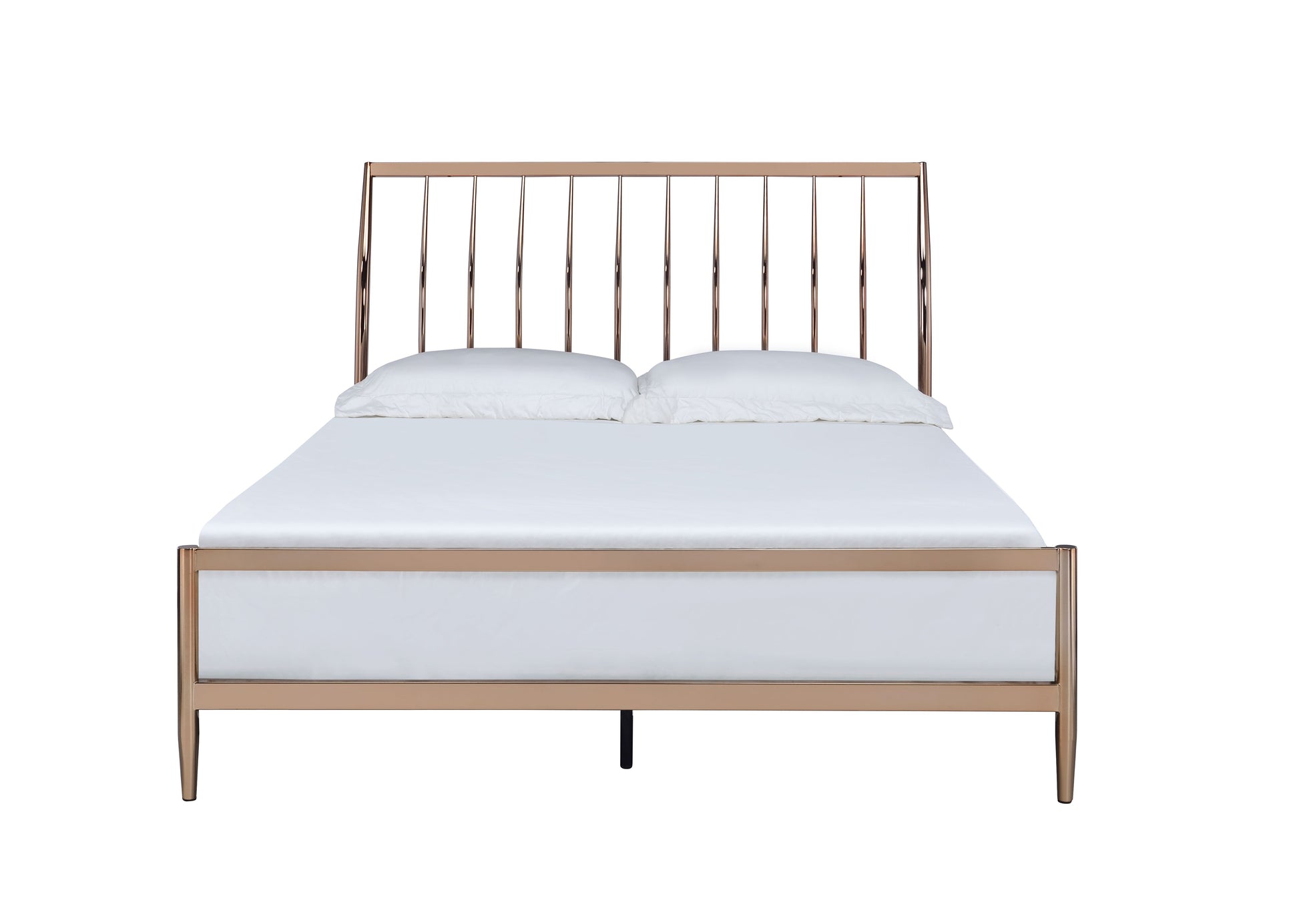 Copper Queen Bed With Slat Headboard Box Spring Not Required Queen Gold Metal Bedroom Slat Beds Metal