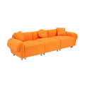 24005 Orange Teddy Velvet Fabric, With 3 Pillows, Three Person Sofa Can Be Placed In The Living Room And Other Scenes Orange Mdf 3 Seat