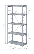 Jurgen Faux Concrete & Silver Finish Bookshelf Gray,Silver Metal,Synthetic Wood