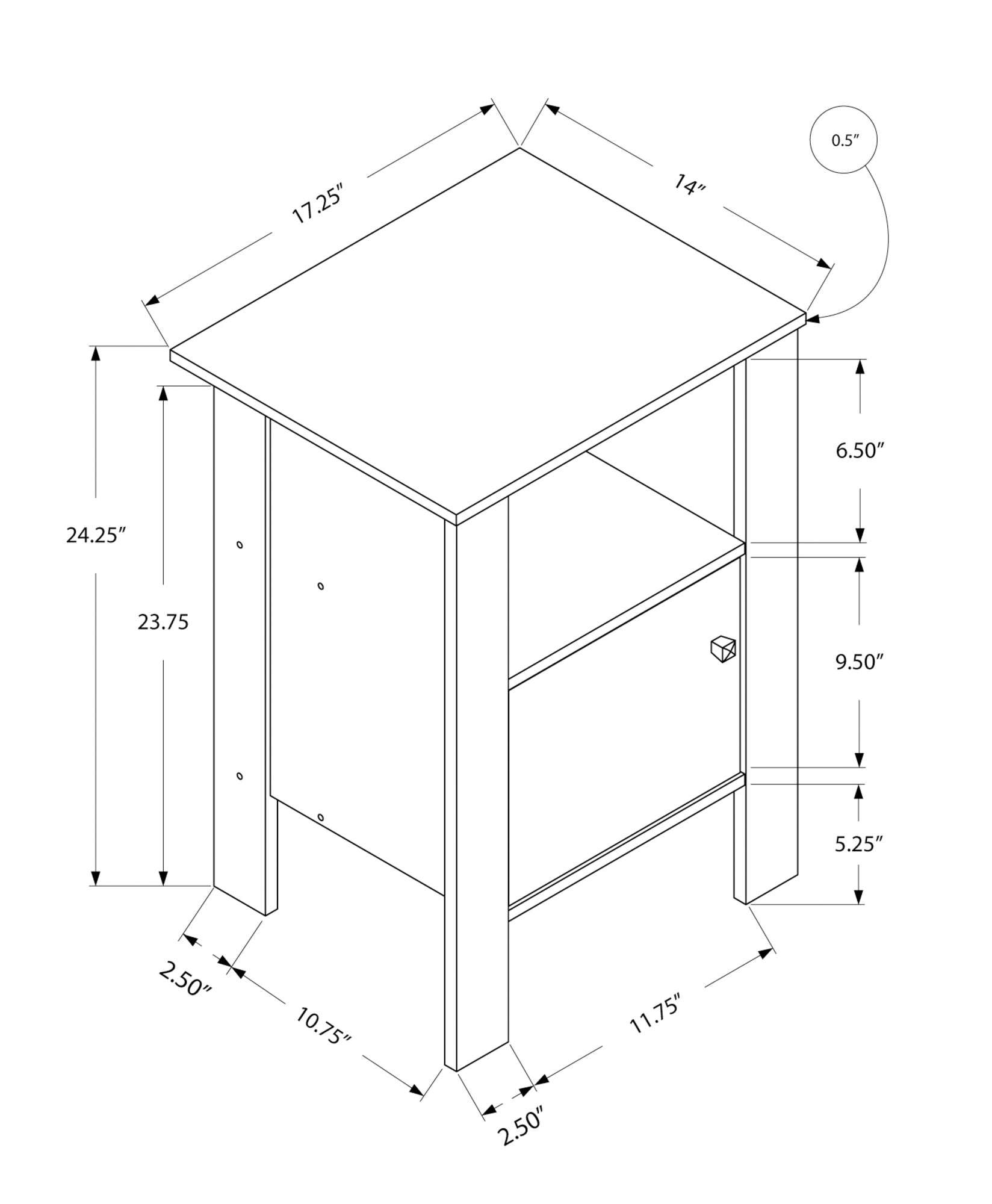 Accent Table, Side, End, Nightstand, Lamp, Storage, Living Room, Bedroom, Brown Laminate, Transitional Oak Particle Board