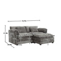 United We Win Chenille Fabric, Removable Armrests With Side Pockets, High Density Sponge Filling, Oversized Double Sofa With Footstool Gray Chenille 2 Seat