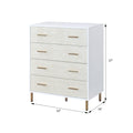 White And Champagne 4 Drawer Chest White Gold Bedroom Wood Metal