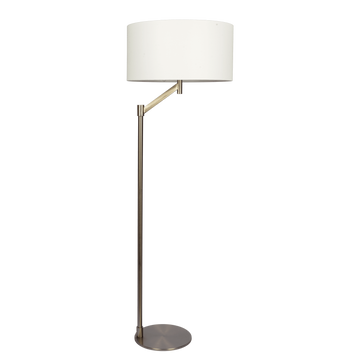 Serene Brushed Nickel Floor Lamp With Rotary Switch Metal Base White Linen Shade Brushed Nickel,White Table&Floor Lamps Linen,Metal