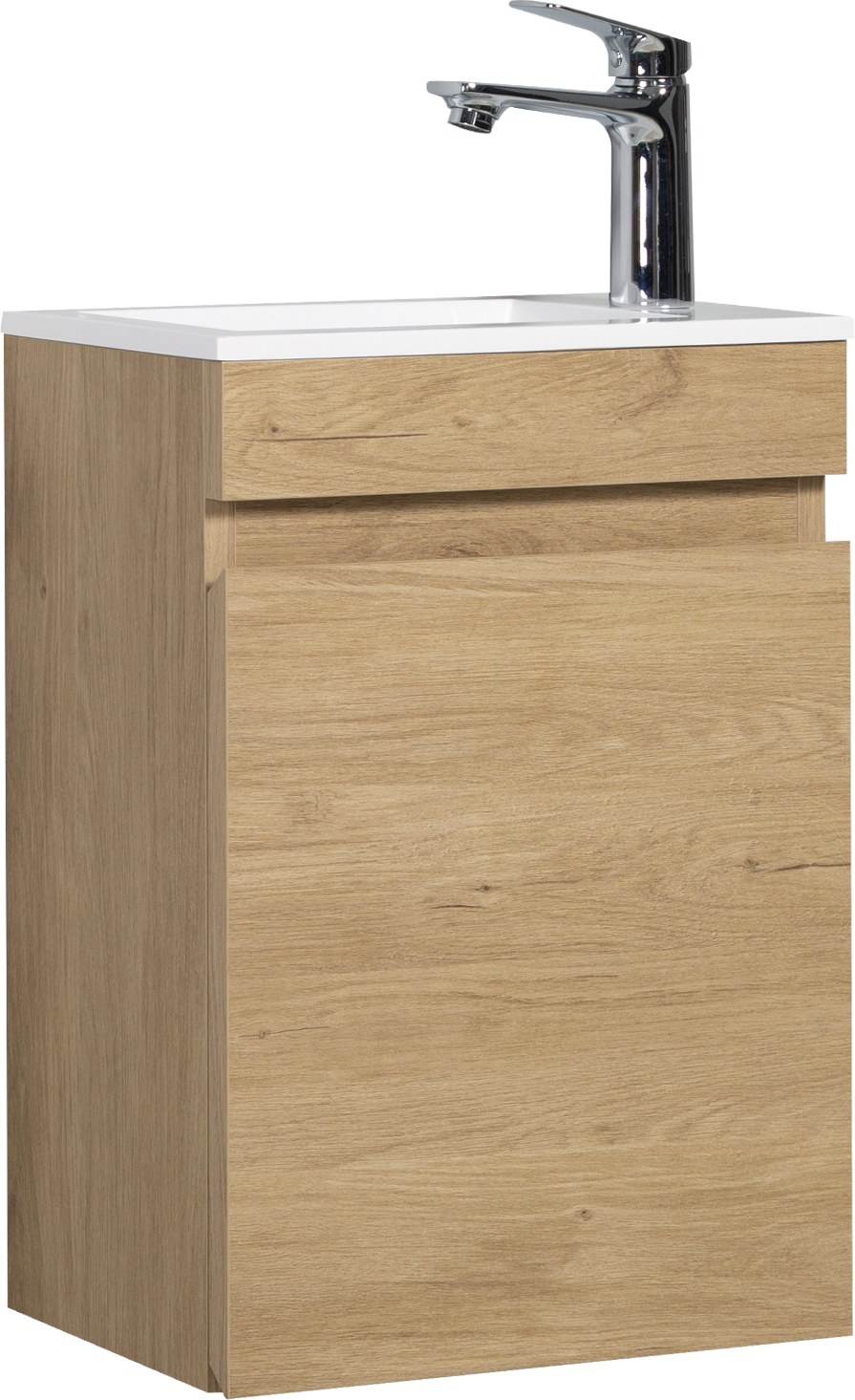 16" Floating Bathroom Vanity With Sink, Wall Mounted Small Bathroom Storage Vanity Cabinet With Resin Top Basin And Soft Close Doors, Natural Oak 24V11 16No Oak Wood