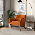 Brayden Mid Century Modern Burnt Orange Velvet Armchair Burnt Orange Brown Velvet Wood Solid Wood,Velvet