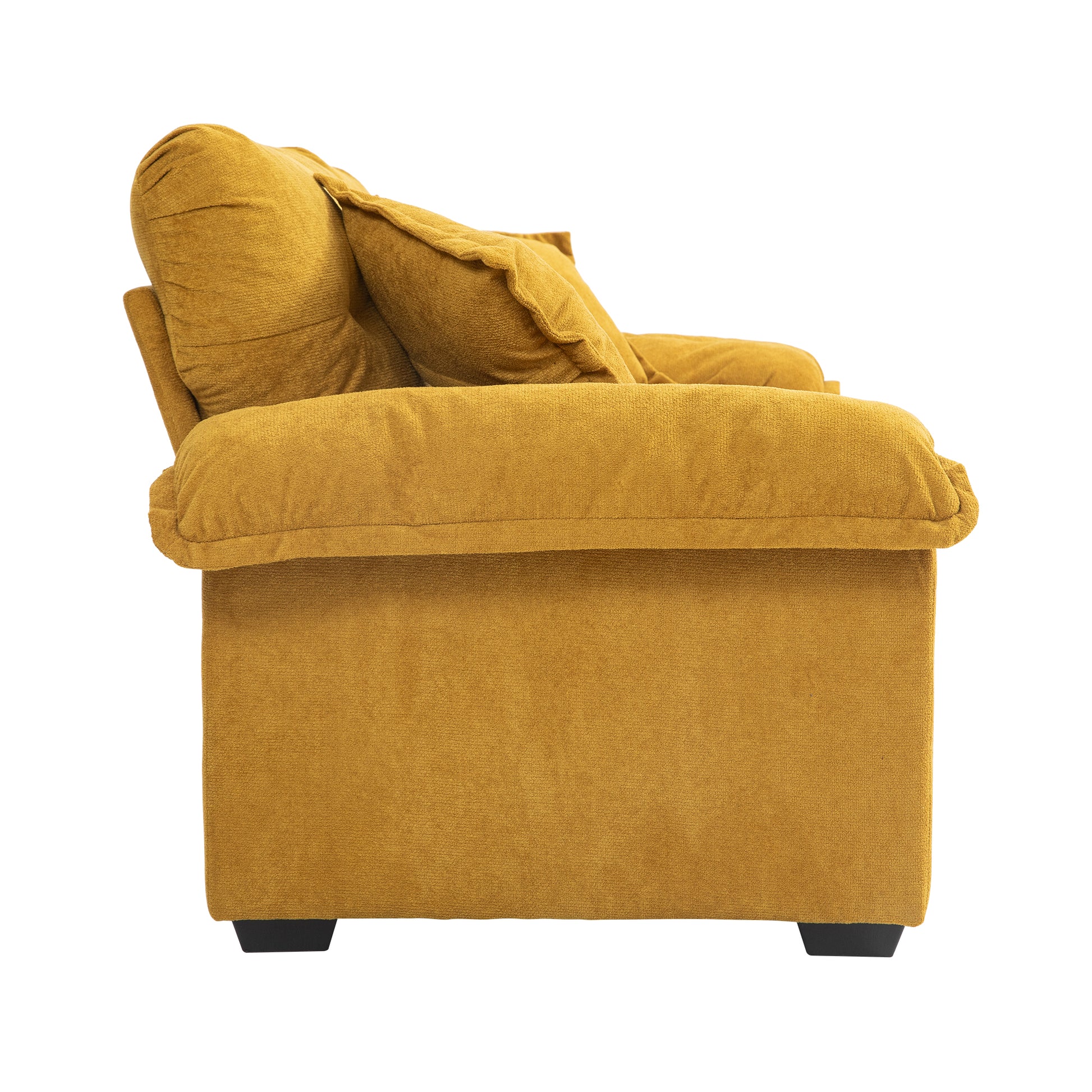 84" Chenille Recliner Sofa Small Sofa Loveseat Deep Seat Sofa Couch With 2 Throw Pillows & Memory Foam For Living Room Apartment Office Lounge Yellow Yellow Memory Foam Chenille,Upholstered 2 Seat