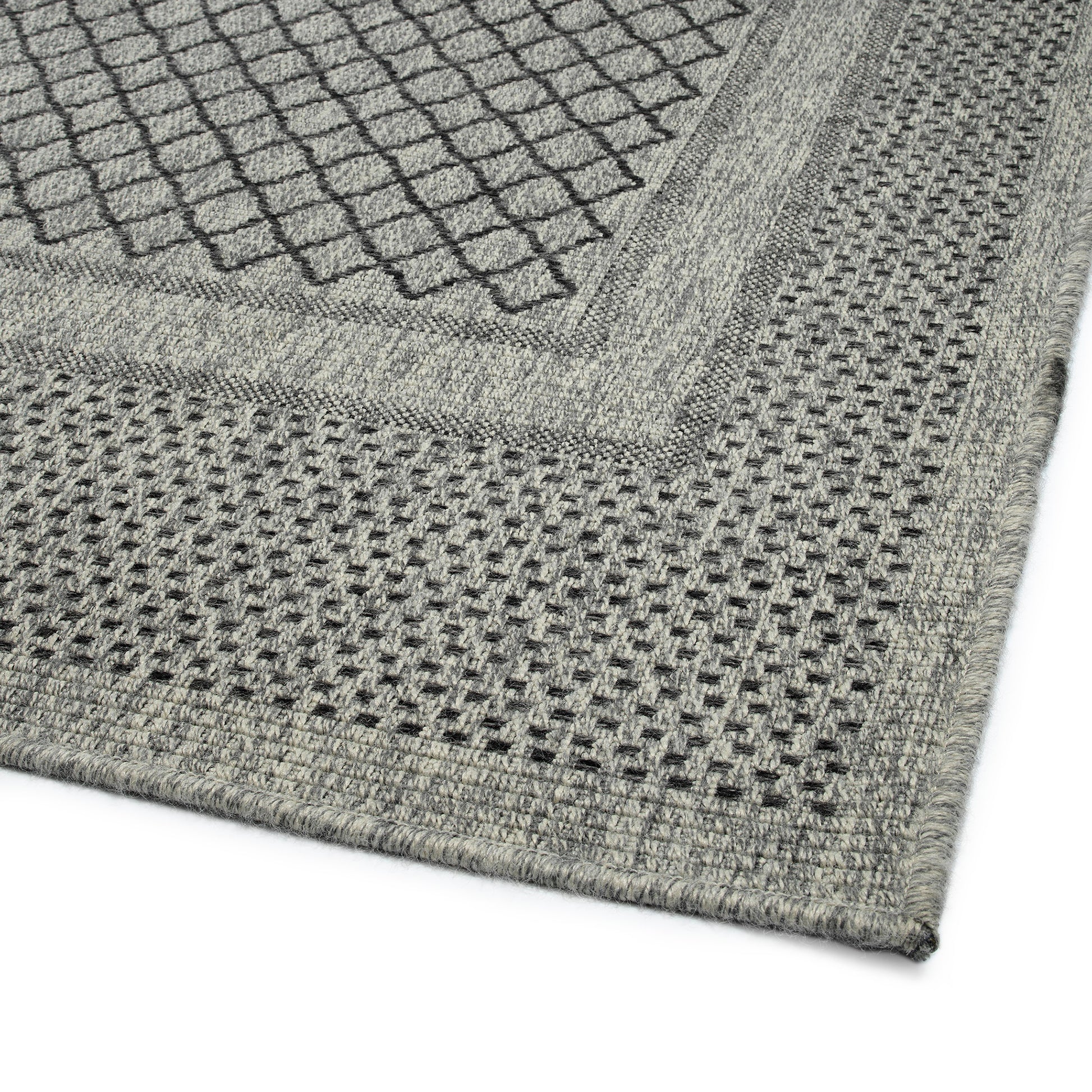 Modern, Transitional, Geometric, Southwestern, Textured High Low Cut & Loop 5'3" X 7'6" Rectangle Area Rug Charcoal Polypropylene