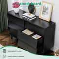 6 Drawer Double Dresser Features Vintage Style And Bevel Design Black Mdf