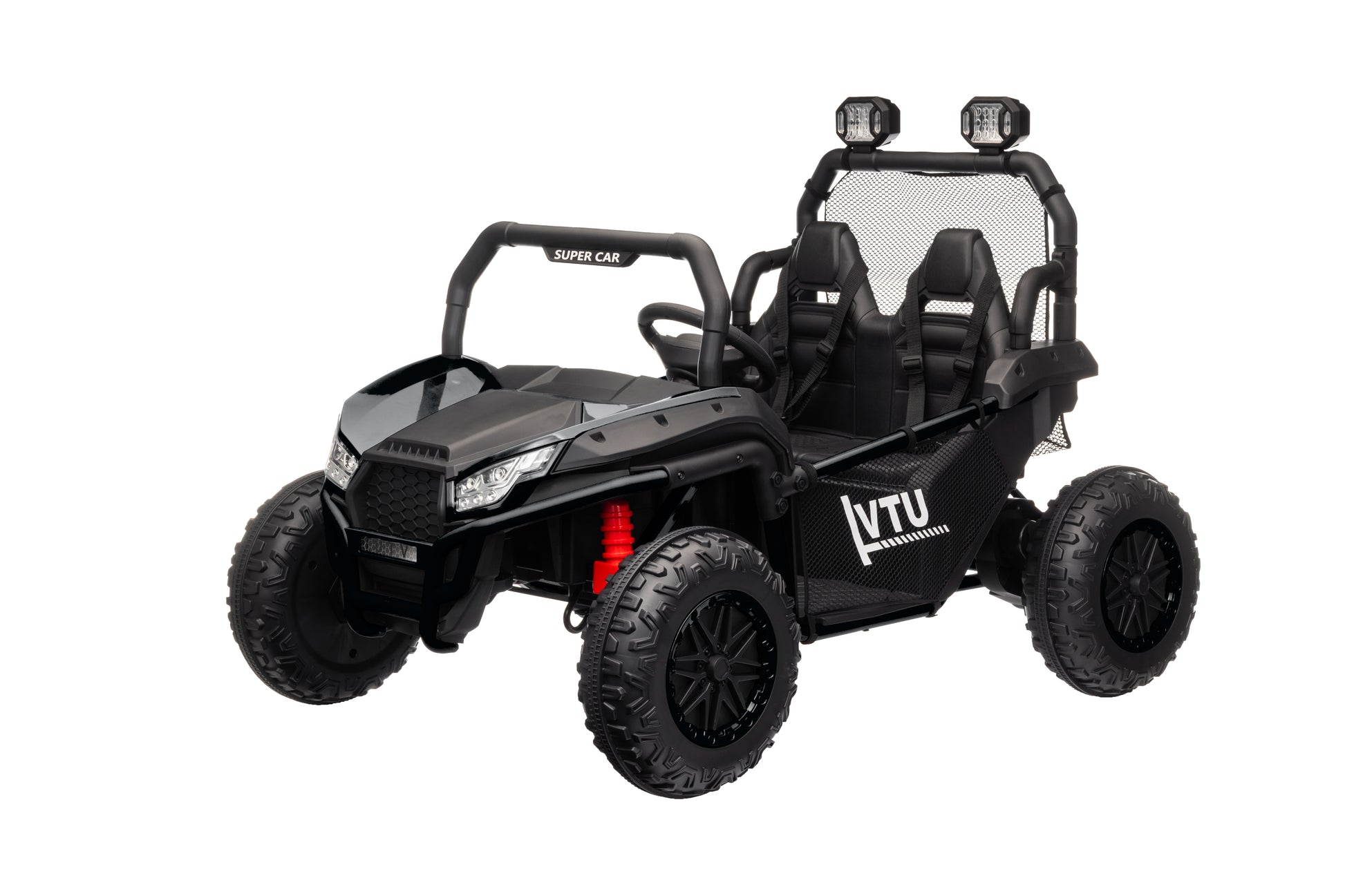 24 Volt Ride On Toys With Remote, Metal Frame Electric Powered Off Road Utv With 2 Xl Seater, 4X200W 5Mph Max, 4Wd 2Wd Switchable, 3 Speeds, Bluetooth, Storage,Black Black Abs