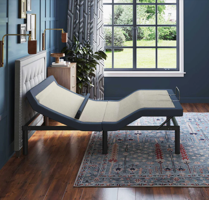 Bt6500 Twin Xl Adjustable Bed Base With Head Foot Tilt And Lumbar Position Adjustment Box Spring Not Required Twin Xl Blue Grey Steel