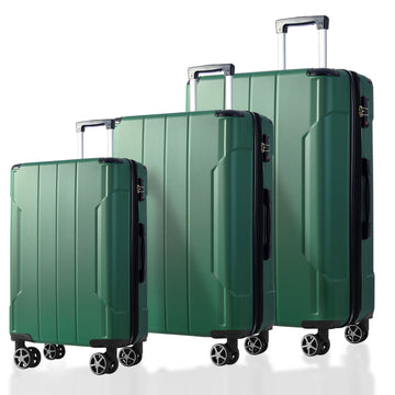Luggage Sets 3 Piece, Expandable Hard Shell Abs Suitcases With Double Spinner, Travel Luggage Set With Tsa Lock 20 24 28Inch, Green Green Abs